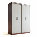 Sliding door wardrobe cabinet in gray wood finish 150 x 60 x 200cm