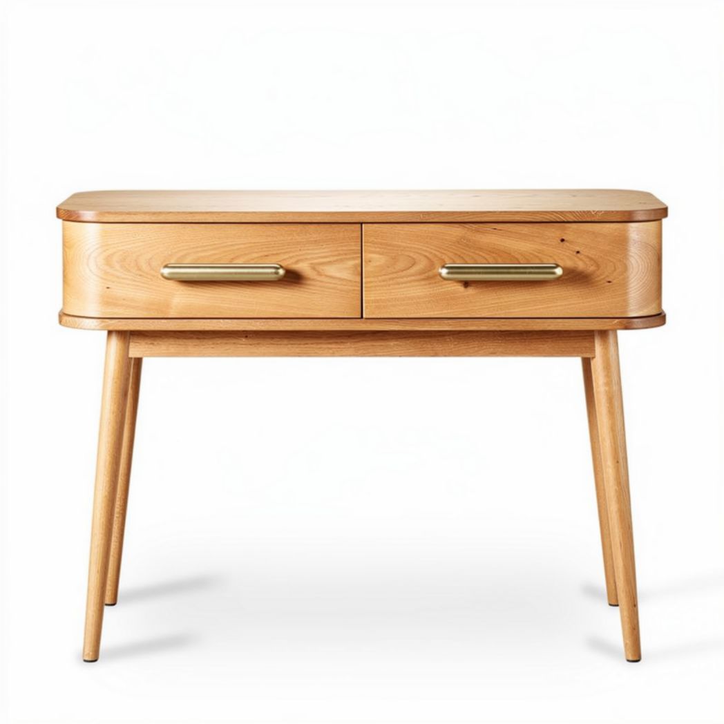 Cherry wood console table with two drawers for home entryway 80 x 40 x 75cm