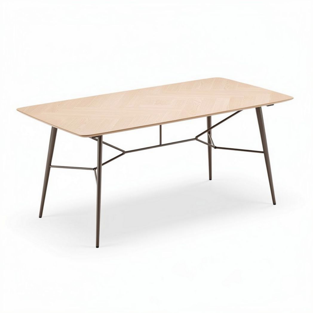 Wooden rectangular dining table with metal legs 180 x 90 x 75cm