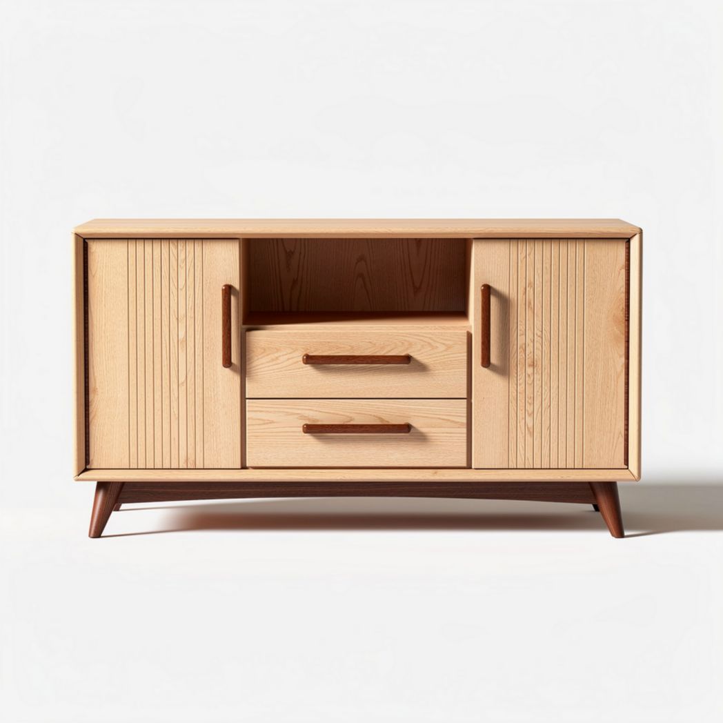 Wooden storage cabinet with two drawers and two doors 120 x 40 x 70cm