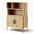 Wooden storage cabinet with shelves and doors 80 x 40 x 120cm natural finish