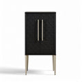 Black cabinet with geometric pattern and metal handles 60 x 40 x 90cm
