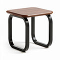 Wooden side table with sleek black metal frame 60 x 60 x 50cm