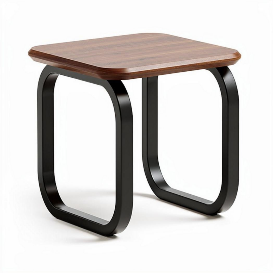 Wooden side table with sleek black metal frame 60 x 60 x 50cm