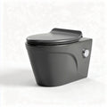 Wall-mounted toilet with soft-close seat and modern design in matte black finish
