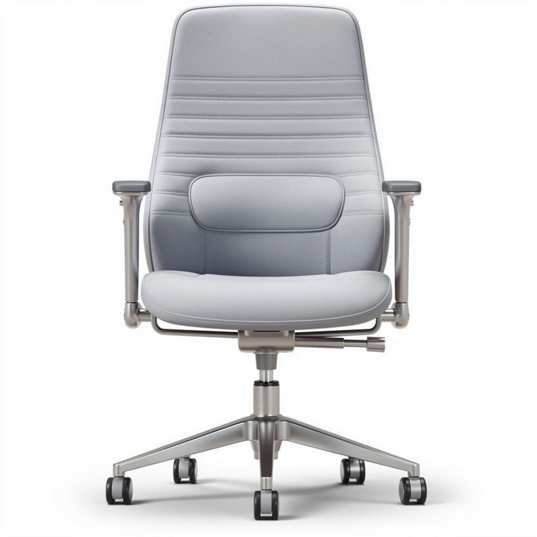 Ergonomic office chair with adjustable arms and lumbar support in gray fabric