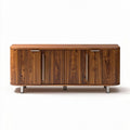 Wooden sideboard cabinet with four doors in walnut finish 180 x 40 x 70cm
