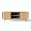 Wooden tv stand with storage compartments 120 x 40 x 50cm natural color