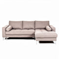 Linen sectional sofa in beige with right chaise lounge 230 x 90 x 85cm