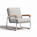 Fabric lounge chair with wooden armrests and aluminum frame 70 x 70 x 80cm