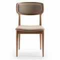 Wooden dining chair with fabric seat and backrest in natural finish 45 x 45 x 85cm