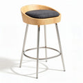 Bamboo bar stool with fabric cushion and stainless steel legs 44 x 44 x 75cm